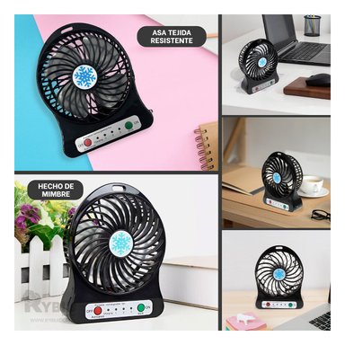 VENTILADOR PORTATIL RYBIU TE29394 UTIL MINI OFICINA NEGRO + PAPEL REGALO