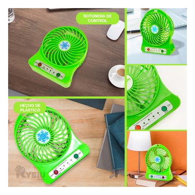VENTILADOR PORTATIL RYBIU TE29393 UTIL MINI OFICINA VERDE + PAPEL REGALO