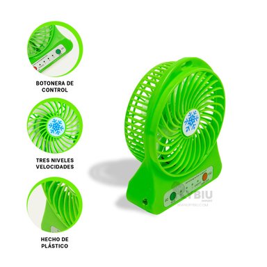 VENTILADOR PORTATIL RYBIU TE29393 UTIL MINI OFICINA VERDE + PAPEL REGALO - 3