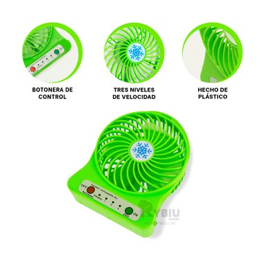 VENTILADOR PORTATIL RYBIU TE29393 UTIL MINI OFICINA VERDE + PAPEL REGALO - 4