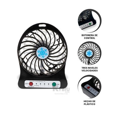 VENTILADOR PORTATIL RYBIU TE29394 SOPLADOR USO DIARIO NEGRO + ENVOLTORIO REGALO - 3