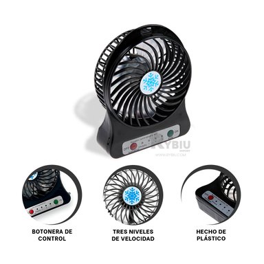 VENTILADOR PORTATIL RYBIU TE29394 SOPLADOR USO DIARIO NEGRO + ENVOLTORIO REGALO - 4