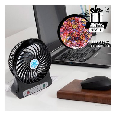 VENTILADOR PORTATIL RYBIU TE29394 UTIL MINI NEGRO + REGALO LIGAS PEINAR