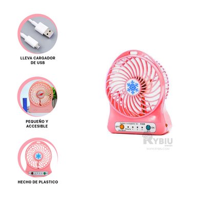 VENTILADOR PORTATIL RYBIU TE29393 UTIL MINI ROSADO + REGALO LIGAS PEINAR - 4