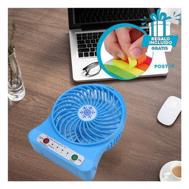 VENTILADOR PORTATIL RYBIU TE29396 UTIL MINI AZUL + REGALO LIGAS PEINAR