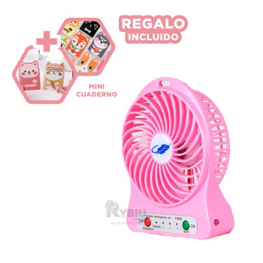 VENTILADOR PORTATIL RYBIU TE29393 SOPLADOR USO DIARIO ROSADO + ENVOLTORIO REGALO