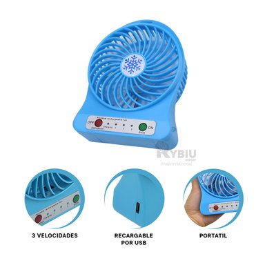VENTILADOR PORTATIL RYBIU TE29396 SOPLADOR USO DIARIO AZUL + ENVOLTORIO REGALO - 4