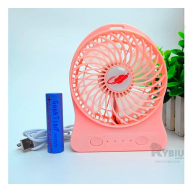 VENTILADOR PORTATIL RYBIU TE29393 UTIL MINI OFICINA ROSADO + PAPEL REGALO