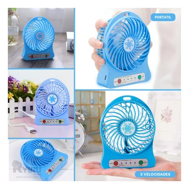 VENTILADOR PORTATIL RYBIU TE29396 SOPLADOR COMPACTO FUNCIONAL AZUL + GIFT MINIAGENDA