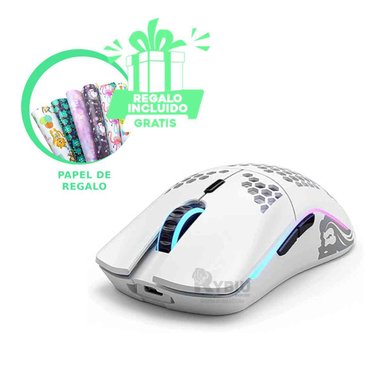 MOUSE GAMER INALÁMBRICO RYBIU GM828RX BLANCO RATON BOTONES AVANCE Y RETROCESO + GIFT STICKERS - 1