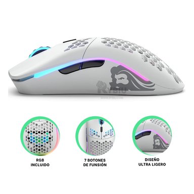 MOUSE GAMER INALÁMBRICO RYBIU GM828RX BLANCO RATON BOTONES AVANCE Y RETROCESO + GIFT STICKERS - 4