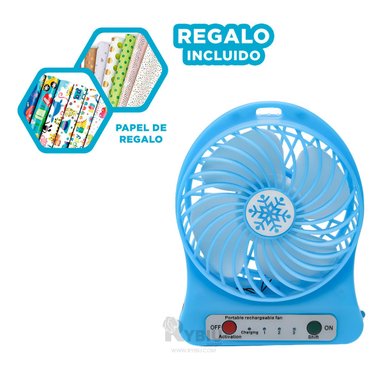 VENTILADOR PORTATIL RYBIU TE29396 SOPLADOR DINAMICO AZUL + REGALO AGENDITA