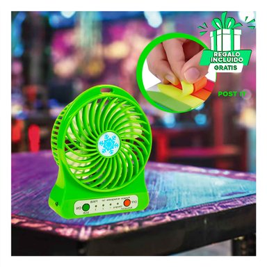 VENTILADOR PORTATIL RYBIU TE29393 UTIL MINI VERDE + REGALO LIGAS PEINAR