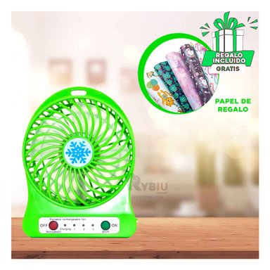 VENTILADOR PORTATIL RYBIU TE29393 SOPLADOR MINI RECARGABLE LIGERO VERDE + GIFT STICKERS