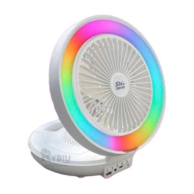 PARLANTE VENTILADOR PORTATIL RYBIU TE29439 BOCINA FUNCIONAL TONO BLANCO + LIGAS REGALO