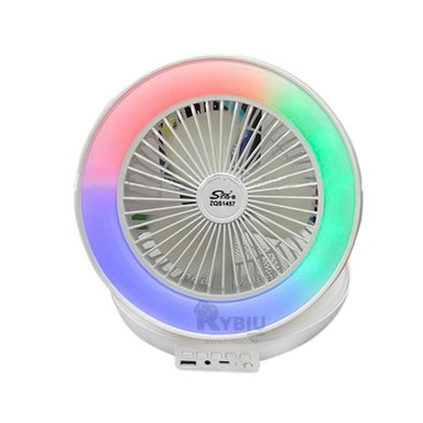 PARLANTE VENTILADOR PORTATIL RYBIU TE29439 ALTAVOZ EFICIENTE BLANCO + REGALO STICKERS - 2