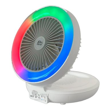 PARLANTE VENTILADOR PORTATIL RYBIU TE29439 BOCINA COMPACTA COLOR BLANCO + BANDERITAS ADHESIVAS
