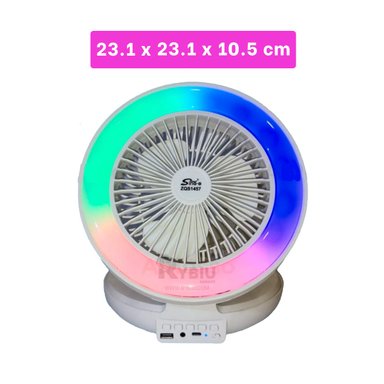 PARLANTE VENTILADOR PORTATIL RYBIU TE29439 ALTAVOZ INCLUIDO COLOR BLANCO + GIFT STICKERS - 5