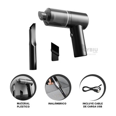 ASPIRADOR RYBIU INALÁMBRICO MINI FUNCIONAL EN TONO NEGRO Y+LIGAS REGALO TE29444