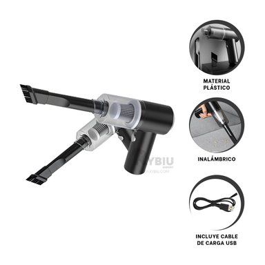 ASPIRADOR RYBIU INALÁMBRICO MINI 3 EN 1 PORTÁTIL NEGRO Y+BANDERITAS ADHESIVAS TE29444