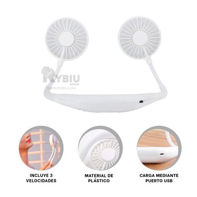 VENTILADOR PORTATIL RYBIU TE29504 SOPLADOR COLOR BLANCO + REGALO LIGAS PEINAR