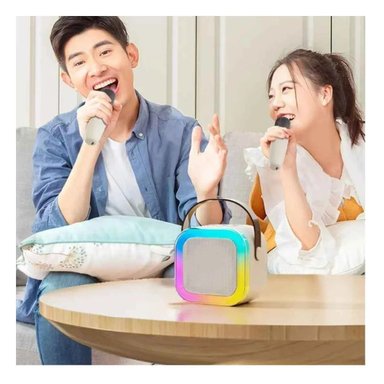 PARLANTE RYBIU K12 MINI KARAOKE EN COLOR BEIGE + REGALO STICKERS - 2