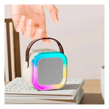 PARLANTE RYBIU K12 MINI KARAOKE EN COLOR BEIGE + REGALO STICKERS - 5