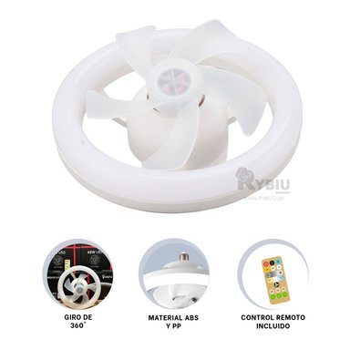 VENTILADOR DE TECHO RYBIU HOME DAA RESISTENTE COLOR BLANCO + GIFT MINIAGENDA - 3