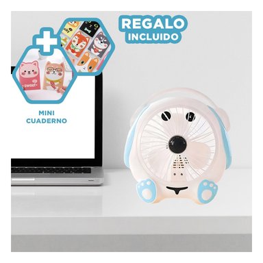 VENTILADOR DE MESA RYBIU TE29789 RESPIRADERO ESTILO PERRITO MULTICOLOR + REGALO AGENDITA