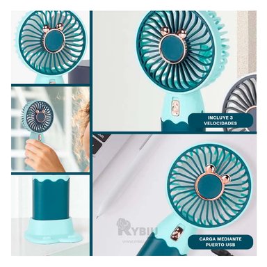 VENTILADOR RYBIU TE29785 REFRESCADOR ESCRITORIO COLOR VERDE + REGALO STICKERS