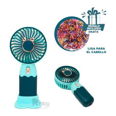 MINI VENTILADOR PORTATIL RYBIU TE29785 ENFRIADOR COLOR VERDE + LIGAS REGALO