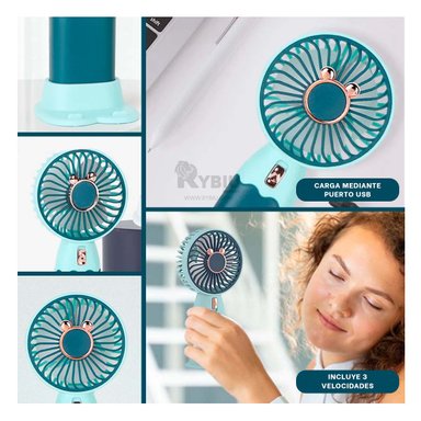 VENTILADOR RYBIU TE29785 REFRESCADOR PRACTICO COLOR VERDE + GIFT MINIAGENDA