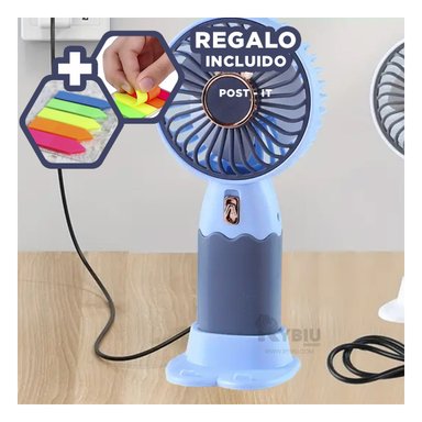 MINI VENTILADOR PORTATIL RYBIU TE29786 ENFRIADOR RECARGA AZUL + POST-IT ADHESIVOS