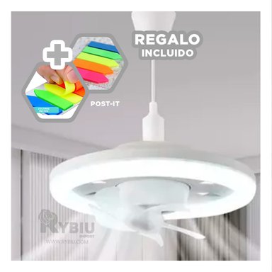 VENTILADOR DE TECHO RYBIU HOME DAA MULTIFUNCION 2 EN 1 BLANCO + GIFT STICKERS