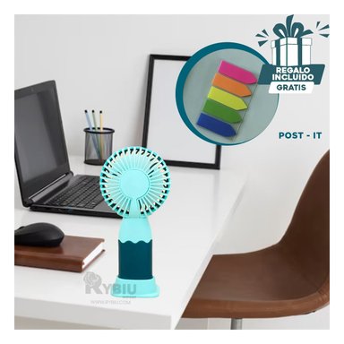 MINI VENTILADOR RYBIU TE29785 ENFRIADOR OREJITAS VERDE + BANDERITAS ADHESIVAS