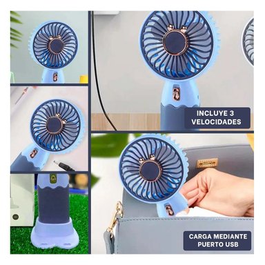 MINI VENTILADOR PORTATIL RYBIU TE29786 ENFRIADOR OREJITAS AZUL + LIGAS REGALO - 5