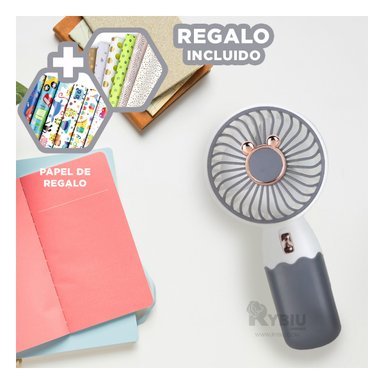 MINI VENTILADOR RYBIU TE29784 ENFRIADOR OREJITAS BLANCO + BANDERITAS ADHESIVAS