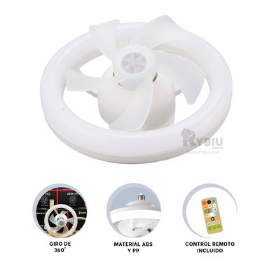 FOCO VENTILADOR DE TECHO RYBIU HOME DAA DURADERO COLOR BLANCO + PAPEL REGALO - 4