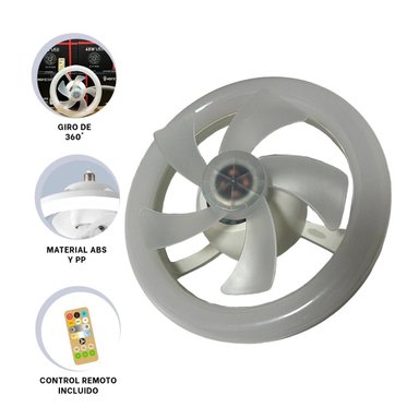FOCO VENTILADOR DE TECHO RYBIU HOME DAA 2 X 1 5 ASPAS E COLOR BLANCO - 3