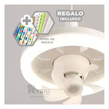 VENTILADOR DE TECHO RYBIU HOME DAA LAMPARA LED 2 EN 1 + BANDERITAS ADHESIVAS