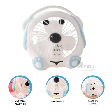 VENTILADOR DE MESA RYBIU TE29789 ESTILO PERRITO MULTICOLOR + PAPEL REGALO - 4