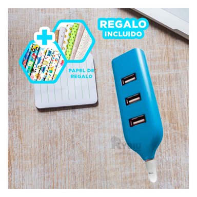 EXTENSION DE 1M PARA USB 2.0 4 PUERTOS RYBIU EN TURQUEZA + GIFT STICKERS - 1