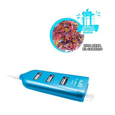ADAPTADOR 4 PUERTOS RYBIU RESISTENTE EN TURQUEZA + REGALO LIGAS PARA PEINAR - 1