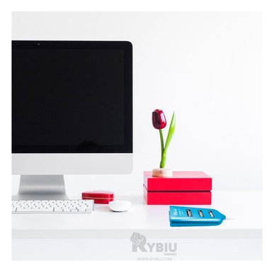 ADAPTADOR 4 PUERTOS RYBIU RESISTENTE EN TURQUEZA + REGALO LIGAS PARA PEINAR - 2