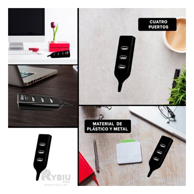ADAPTADOR 4 PUERTOS RYBIU RESISTENTE EN NEGRO + REGALO LIGAS PARA PEINAR - 2