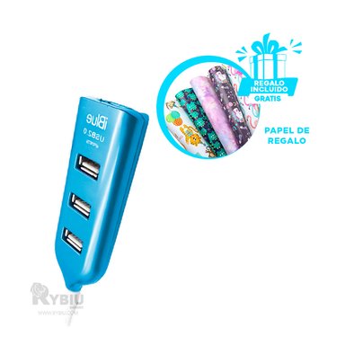 EXTENSION DE ALTA DURABILIDAD USB 4 PUERTOS RYBIU TURQUEZA + REGALO AGENDITA - 2