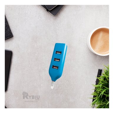 EXTENSION DE ALTA DURABILIDAD USB 4 PUERTOS RYBIU TURQUEZA + REGALO AGENDITA - 4