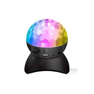 BOCINA PROYECTOR BLUETOOTH RYBIU TE30276 LUMINADOR DURABLE LUCES NEGRO + BANDERITAS ADHESIVAS - 1