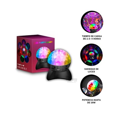 BOCINA PROYECTOR BLUETOOTH RYBIU TE30276 LUMINADOR DURABLE LUCES NEGRO + BANDERITAS ADHESIVAS - 3