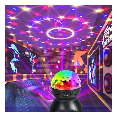 BOCINA PROYECTOR BLUETOOTH RYBIU TE30276 LUMINADOR DURABLE LUCES NEGRO + BANDERITAS ADHESIVAS - 4